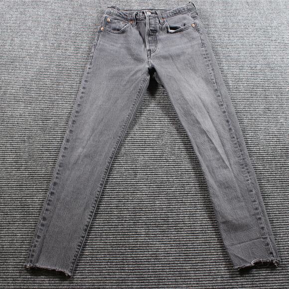 Levi's 501 Jeans Women's 25x28 Gray Skinny Raw Hem - Picture 1 of 9